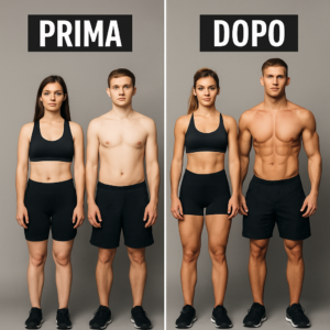 prima dopo trasformazione fisica uomo donna allenamento