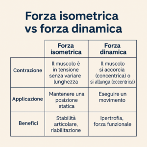 forza isometrica vs forza dinamica tabella comparativa