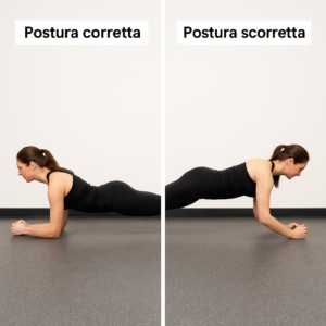 plank postura corretta e postura scorretta confronto