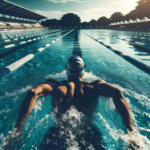 Atleta che si allena per la gara di nuoto nel triathlon