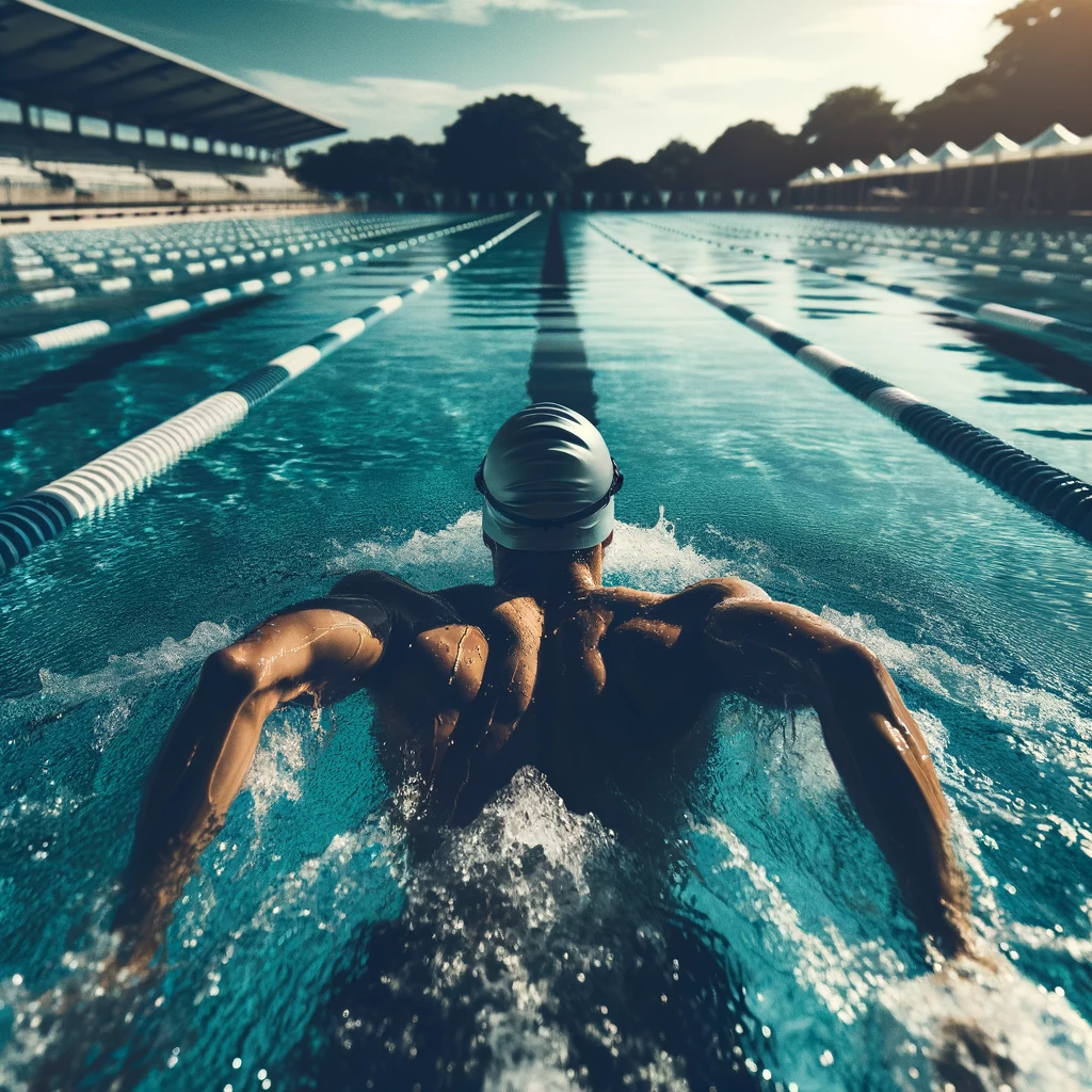 Atleta che si allena per la gara di nuoto nel triathlon