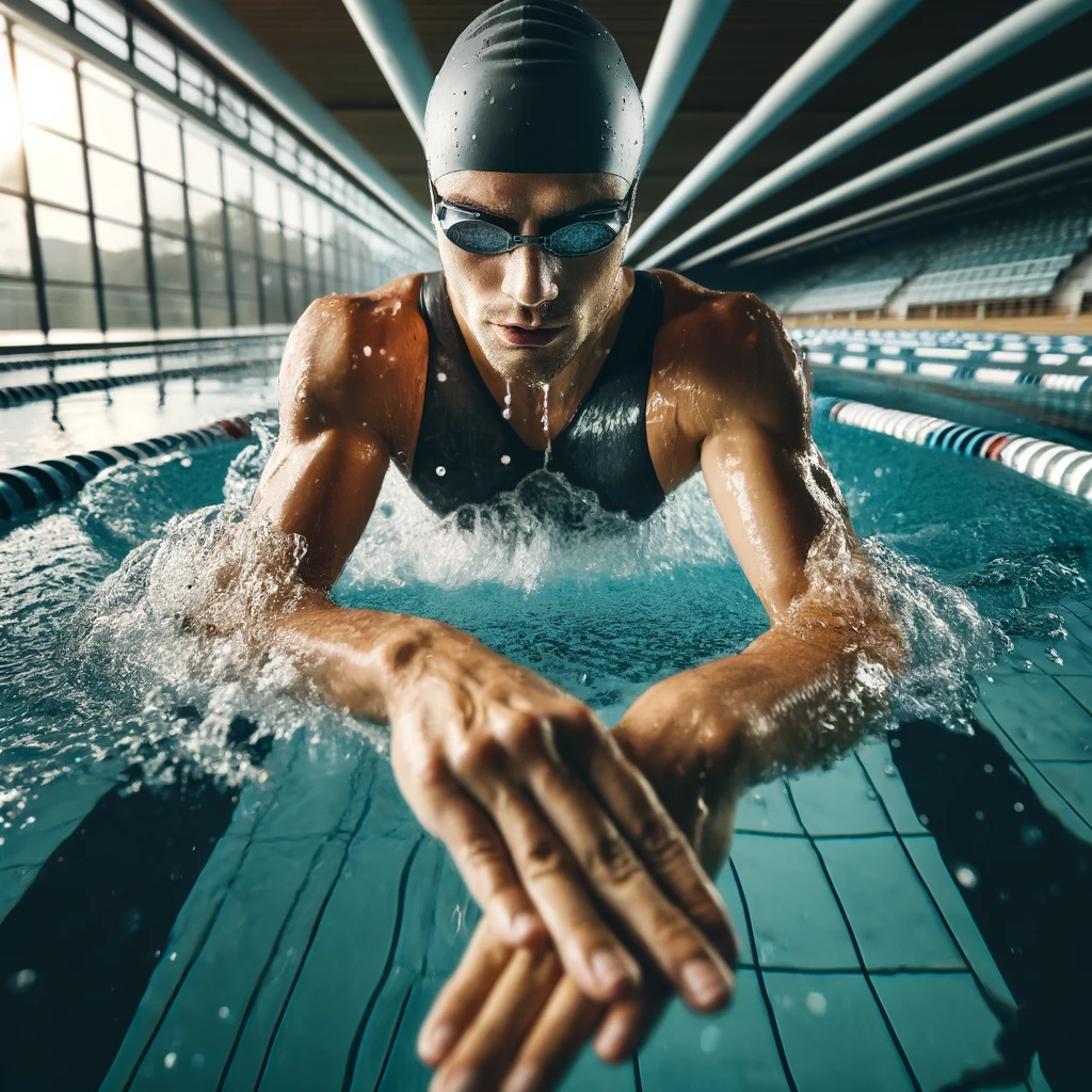 Preparazione natatoria nel triathlon: atleta che si allena per la frazione di nuoto