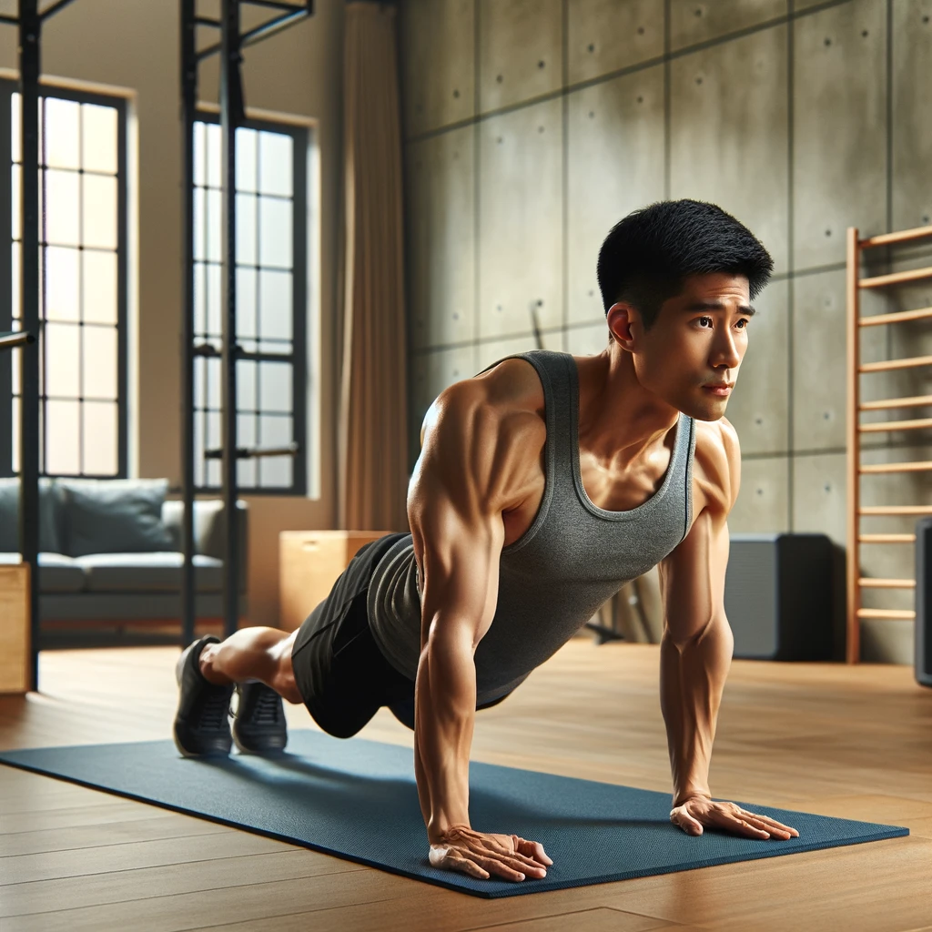Atleta mentre esegue il pike push up