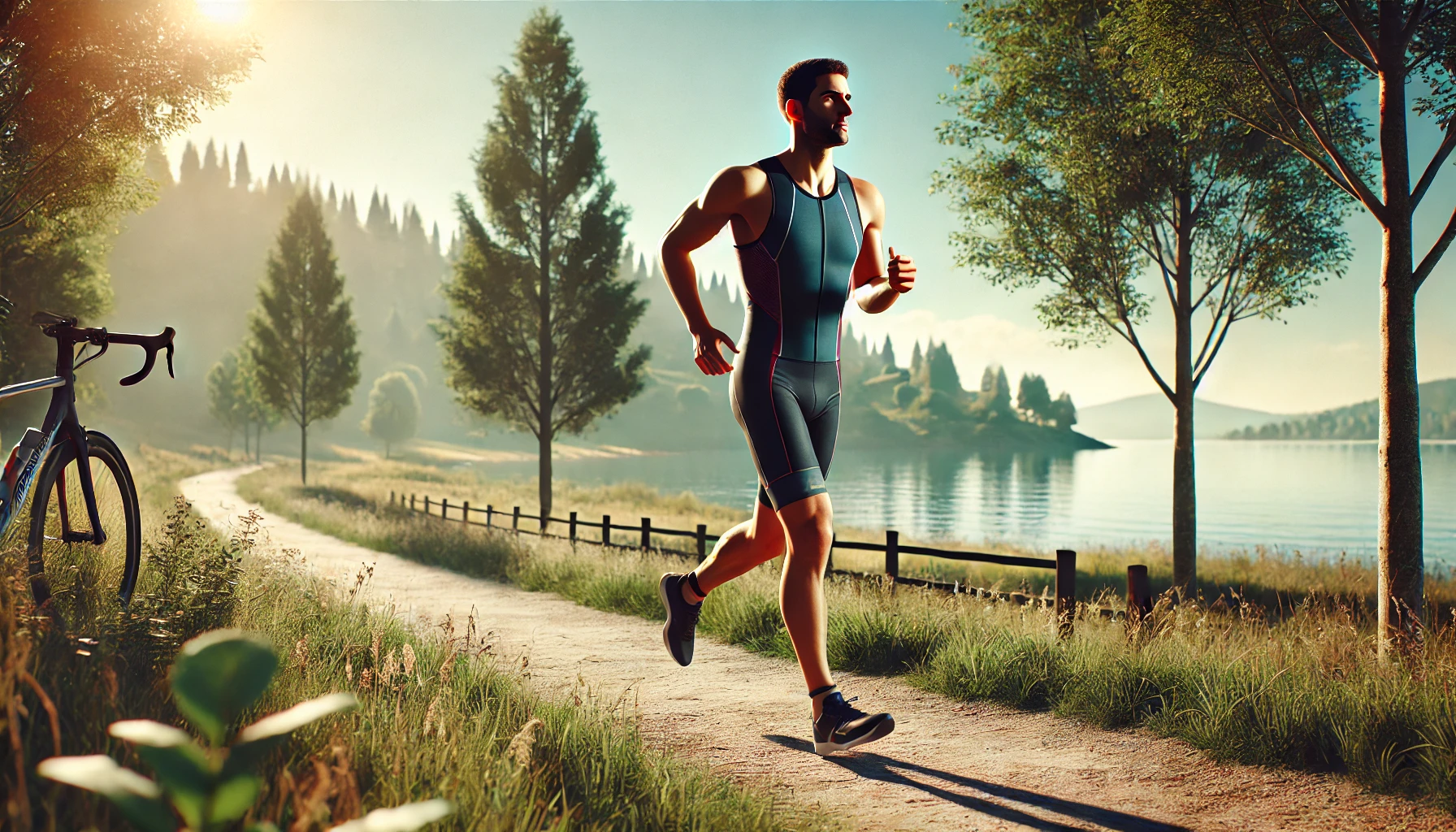 Atleta che si allena per il triathlon